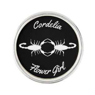 Gothic White Wedding Scorpions Custom Flower Girl Lapel Pin