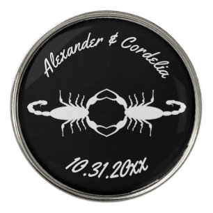 Gothic White Wedding Scorpions Custom Golf Ball Marker