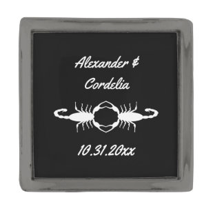Gothic White Wedding Scorpions Custom Gunmetal Finish Lapel Pin