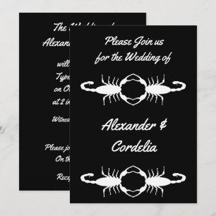 Gothic White Wedding Scorpions Custom Invitation