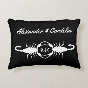 Gothic White Wedding Scorpions Custom Monogrammed Accent Pillow