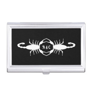 Gothic White Wedding Scorpions Custom Monogrammed Business Card Case