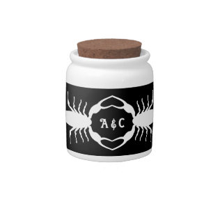 Gothic White Wedding Scorpions Custom Monogrammed Candy Jar