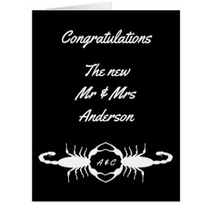 Gothic White Wedding Scorpions Custom Monogrammed Cards