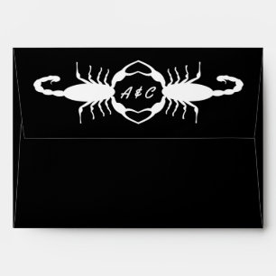 Gothic White Wedding Scorpions Custom Monogrammed Envelope