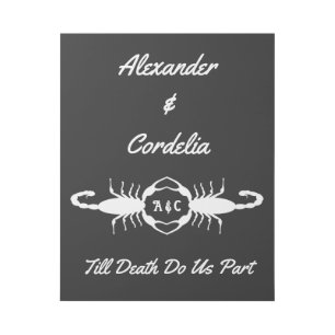Gothic White Wedding Scorpions Custom Monogrammed Gallery Wrap