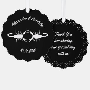 Gothic White Wedding Scorpions Custom Ornament Card