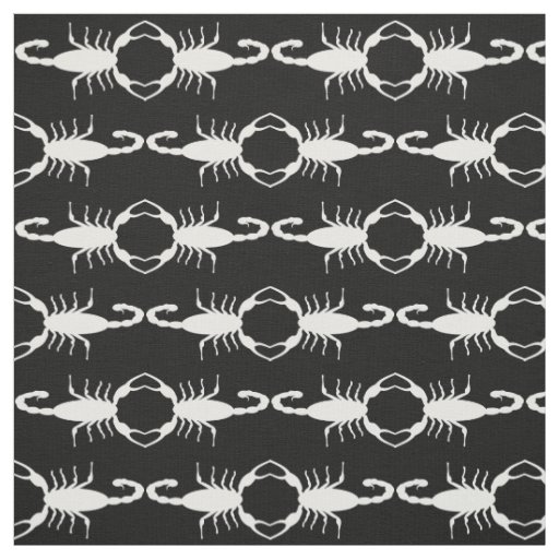 Gothic White Wedding Scorpions Custom Patterned Fabric