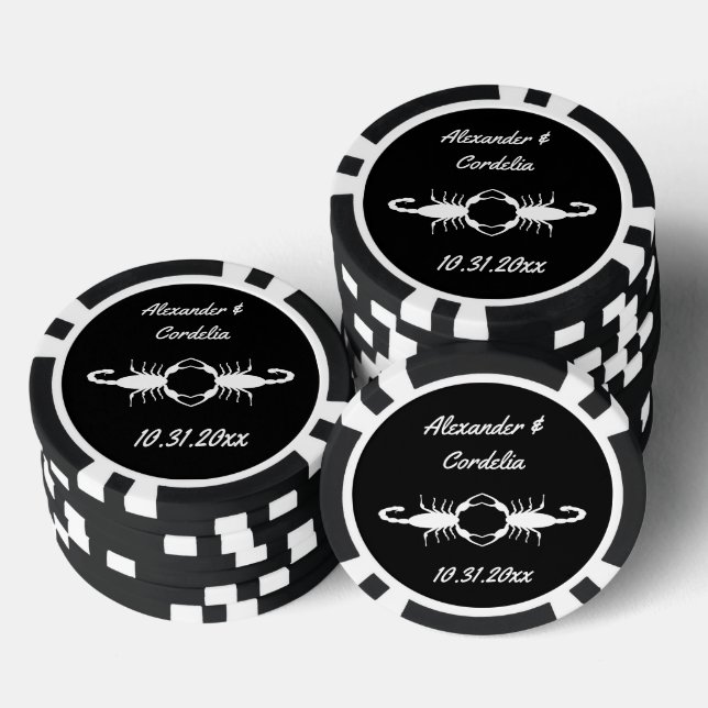 Gothic White Wedding Scorpions Custom Poker Chips (Stack)