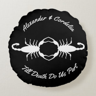 Gothic White Wedding Scorpions Custom Round Pillow