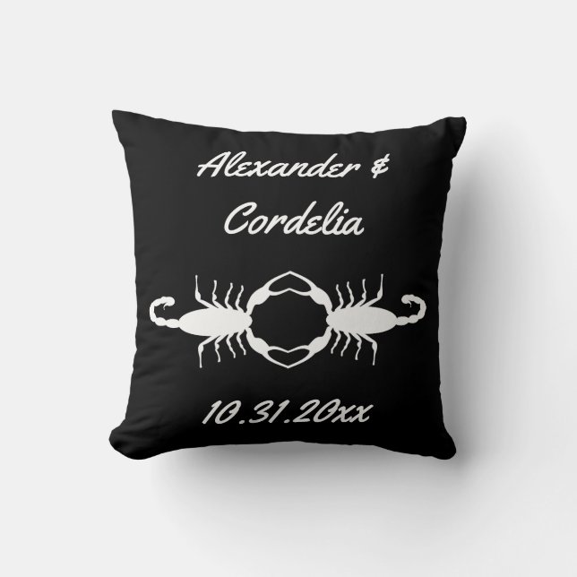 Gothic White Wedding Scorpions Custom Throw Pillow (Front)