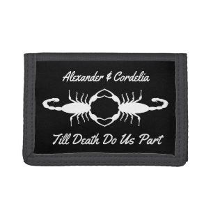 Gothic White Wedding Scorpions Custom Tri-fold Wallet
