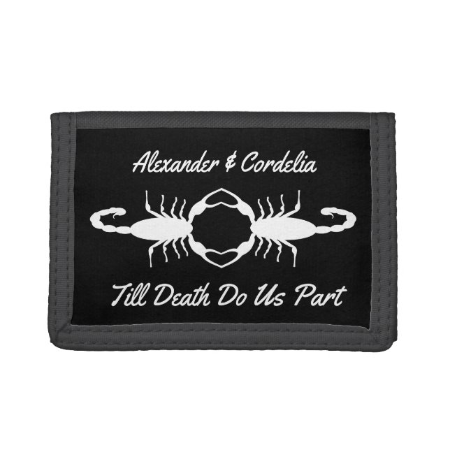 Gothic White Wedding Scorpions Custom Trifold Wallet (Front)