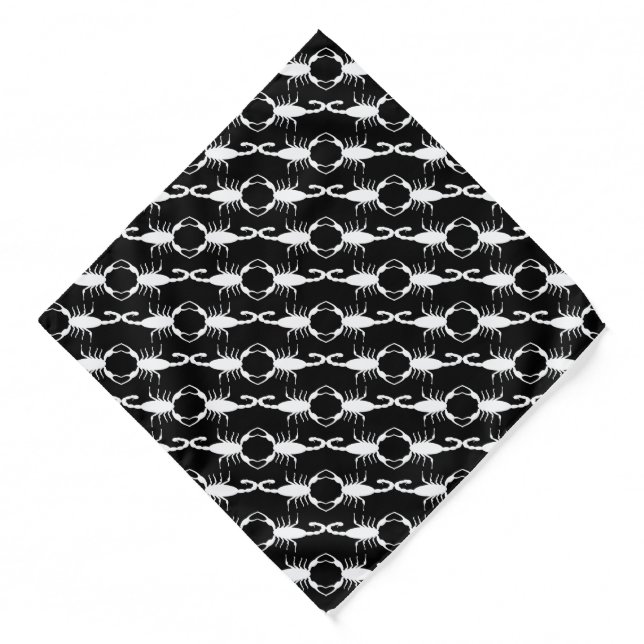 Gothic White Wedding Scorpions Patterned Bandana (Front)