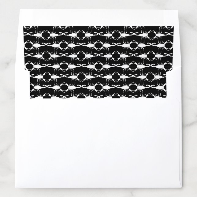 Gothic White Wedding Scorpions Patterned Envelope Liner (In Envelope)