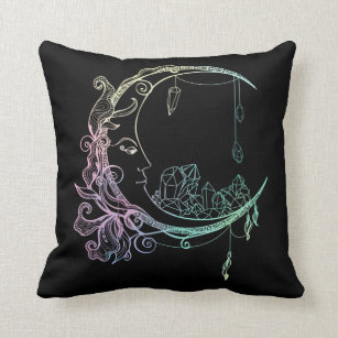 CRESCENT CUSHION Gothic pillowcase with moon and stars