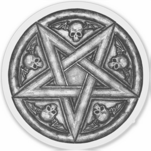 Gothic Wicca Pentagram Skulls Vinyl Cutout Sticker