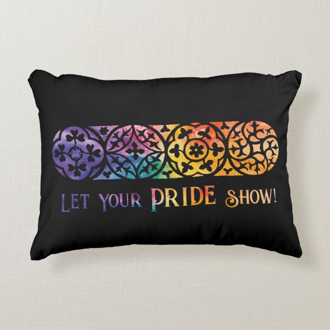 Gothic Window Rainbow Pride Accent Pillow (Front)