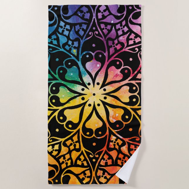 Gothic Window Rainbow Pride Beach Towel (Front)