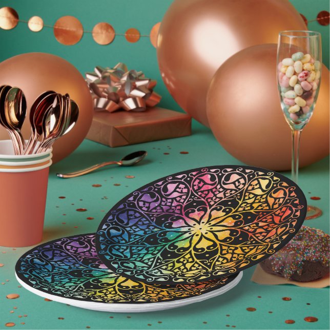 Gothic Window Rainbow Pride Paper Plates (Multi)