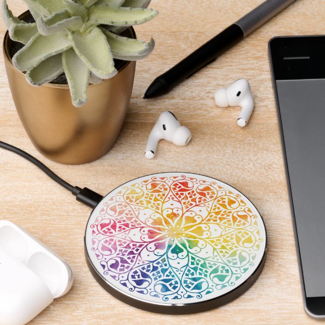 Gothic Window Rainbow Pride Wireless Charger (Desk 2)