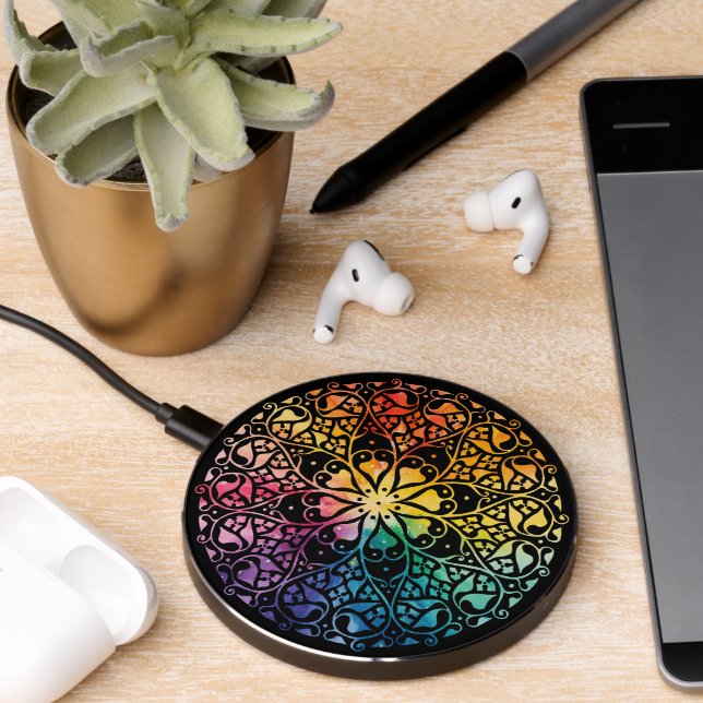 Gothic Window Rainbow Pride Wireless Charger (Desk 2)