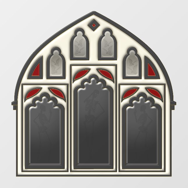 Gothic Window w/ Skeletons & Bats Headboad Decal (Front)