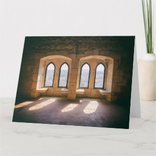 Gothic windows in Leiria Castle Palatial Residence Letterpress Thank You Card