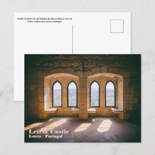 Gothic windows in Leiria Castle Palatial Residence Postcard