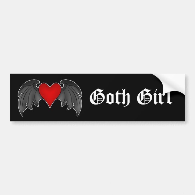 Gothic winged heart Valentines Day Bumper Sticker (Front)
