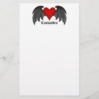 Gothic winged heart Valentines Day Stationery