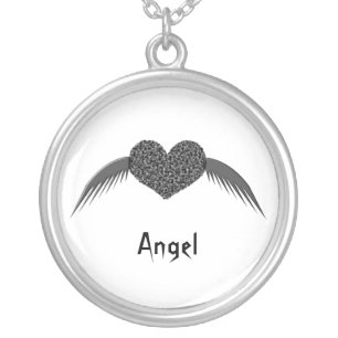 Gothic Winged Love Heart Custom Necklace