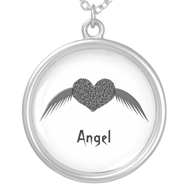 Gothic Winged Love Heart Custom Necklace (Front)