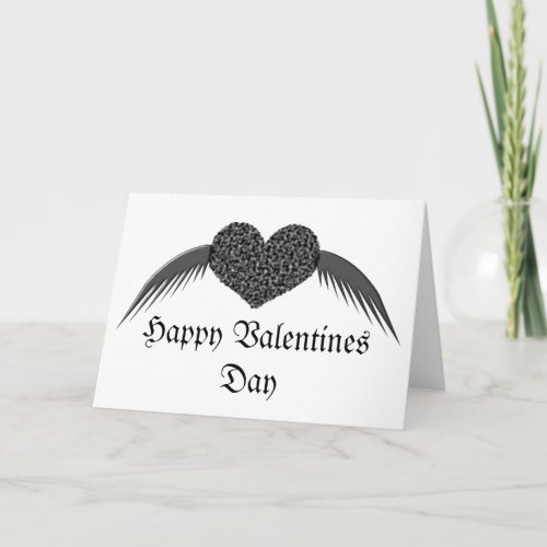 Gothic Winged Love Heart Custom Valentines Day Holiday Card