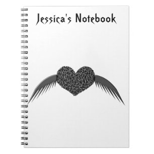 Gothic Winged Love Heart Customizable Notebook