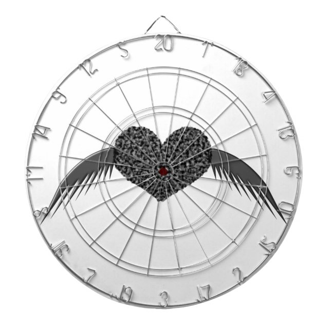 Gothic Winged Love Heart Dart Board (Front)