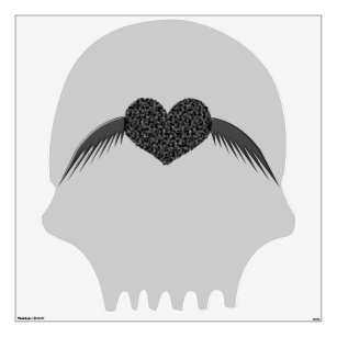 Gothic Winged Love Heart Skull Decal