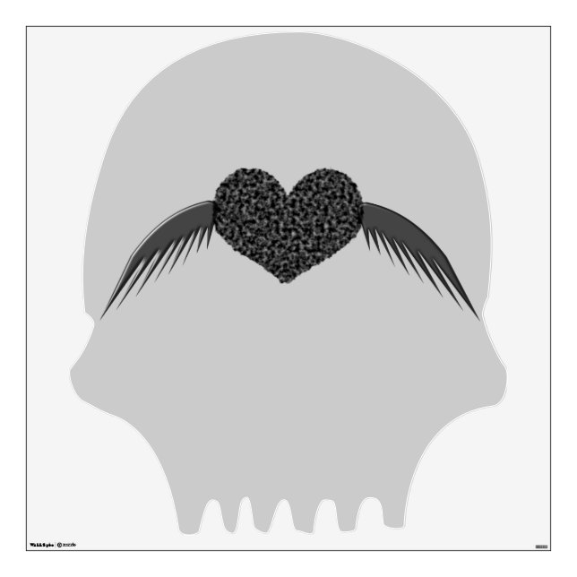 Gothic Winged Love Heart Skull Decal (Front)