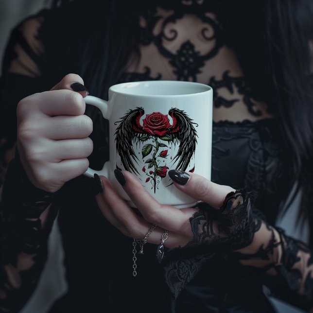 Gothic Winged Red Rose Giant Coffee Mug (Creator Uploaded)