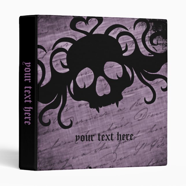 Gothic winged skull and heart binder (Front/Spine)