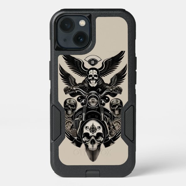 🏍️ Gothic Winged Skull Biker Otterbox iPhone Case (Back)
