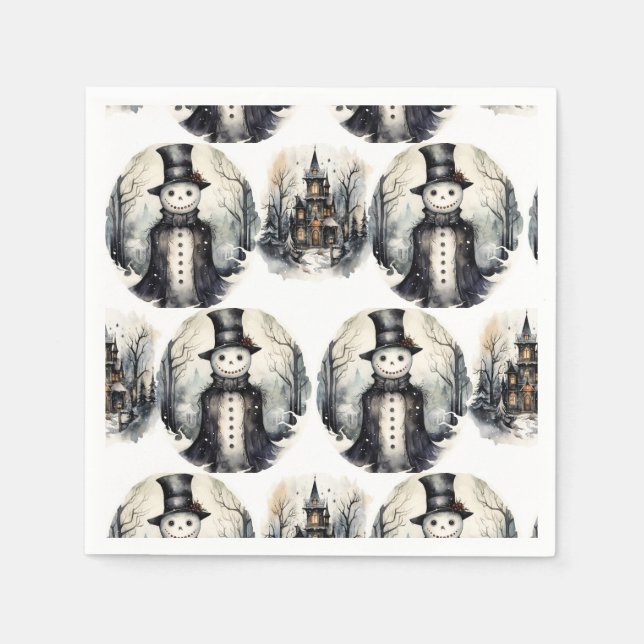 Gothic winter snowman napkins (Front)