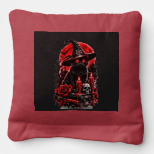 Gothic Witch Black Cat Halloween Skull Candle Desi Cornhole Bags