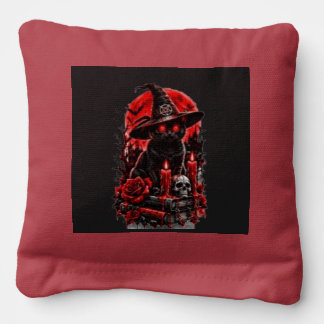 Gothic Witch Black Cat Halloween Skull Candle Desi Cornhole Bags