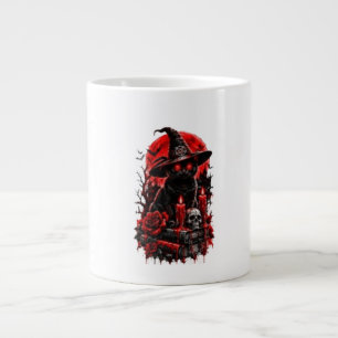 Gothic Witch Black Cat Halloween Skull Candle Desi Giant Coffee Mug