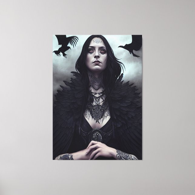  Gothic Witch Black Crow Canvas Print (Front)