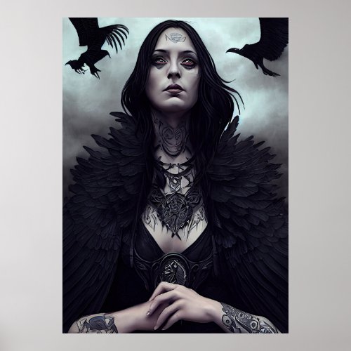  Gothic Witch Black Crow Poster