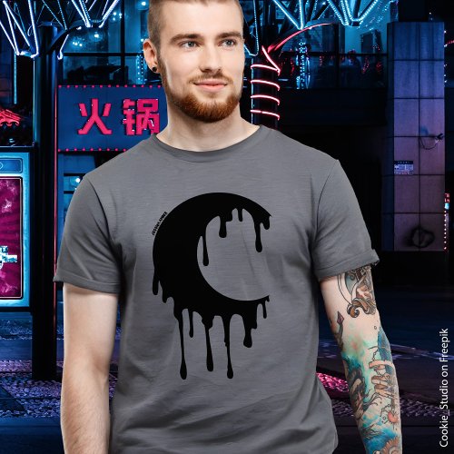Gothic Witch Black Dripping Moon Silhouette T_Shirt