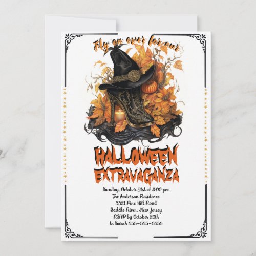 Gothic Witch Boots Haloween Invitation