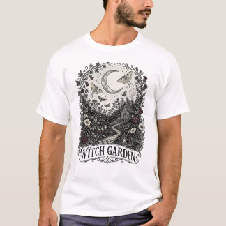 Gothic Witch Garden Vintage 70s Autumn Halloween T-Shirt
